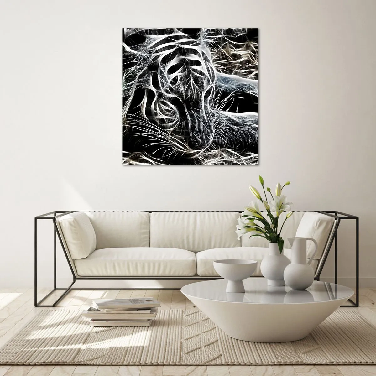 Glasbild - Bild auf glas - Eine Studie über die Leichtigkeit der Katze - 70x70 cm