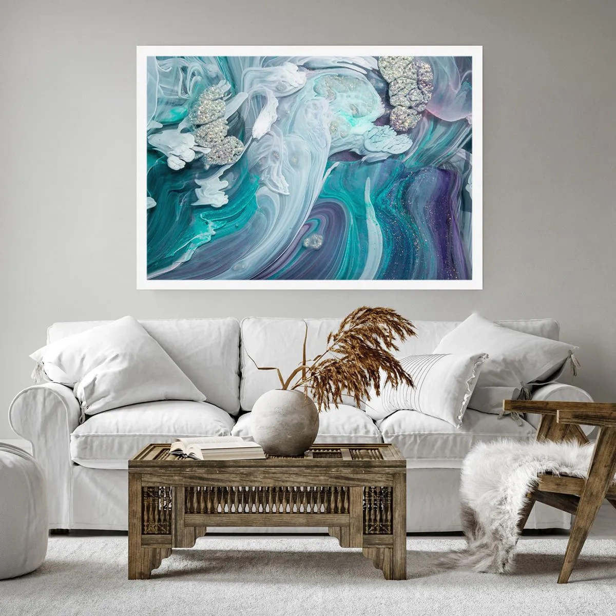 Poster - Strömungen von Himmelblau - 91x61 cm