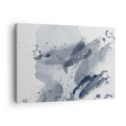 Bild auf Leinwand - Leinwandbild - Abstrakte Flecken in Blautönen auf hellem Hintergrund - 70x50cm - Eine Studie über die Natur des Wassers - Moderne Wanddekoration für Wohnzimmer und Schlafzimmer ARTTOR