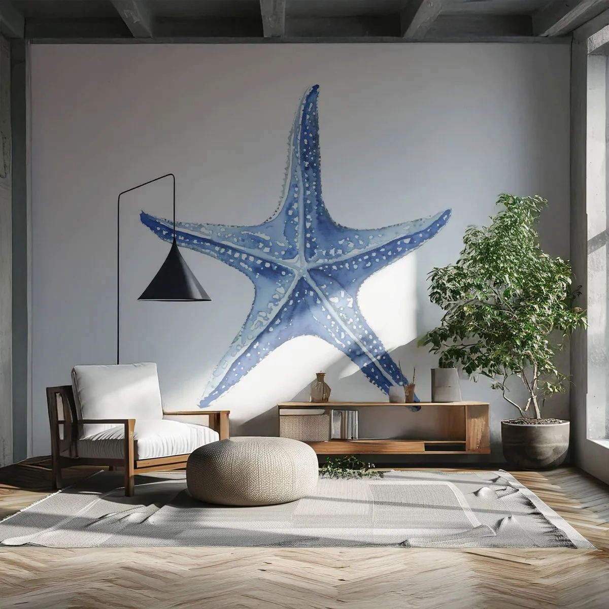 Fototapete Premium Canvas - Stern des Meeres - Seestern, Strand, Korallenriff - 150x105 cm