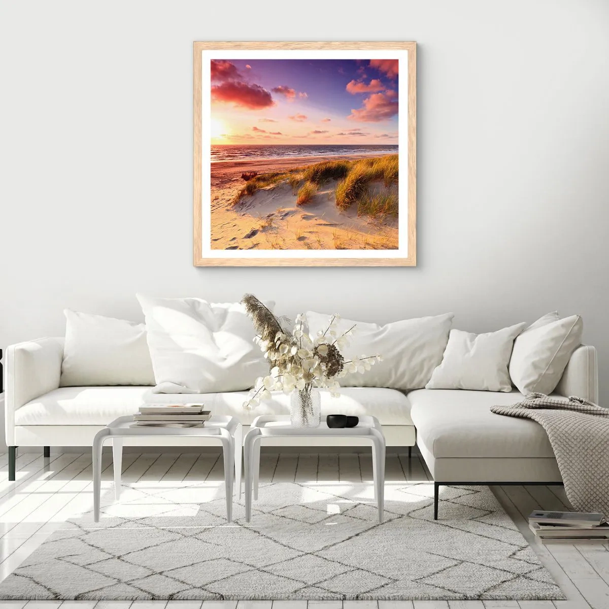 Poster in einem Rahmen aus heller Eiche - Die Luft riecht schon im Sommer - 60x60 cm