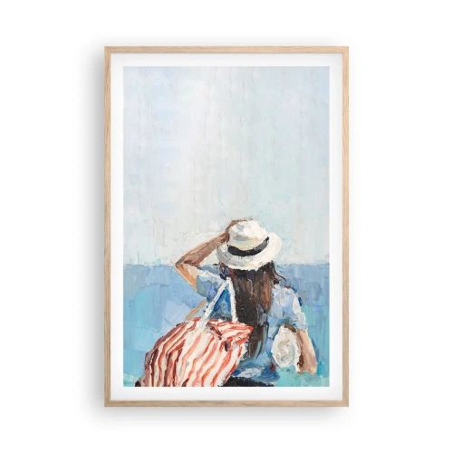 Poster in einem Rahmen aus heller Eiche - Willkommen in den Sommerferien - 61x91 cm