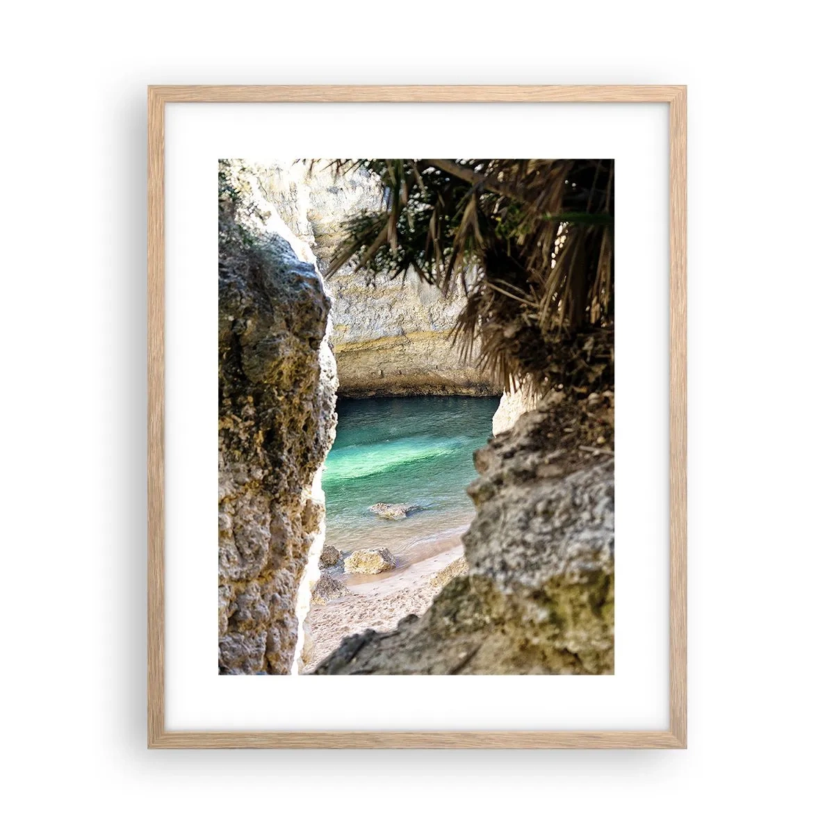 Poster in einem Rahmen aus heller Eiche - Türkisfarbene Bucht - 40x50 cm
