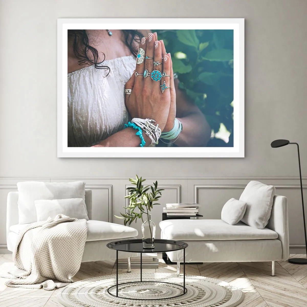 Poster in einem weißen Rahmen - Willkommen im Zentrum des Seins - 100x70 cm