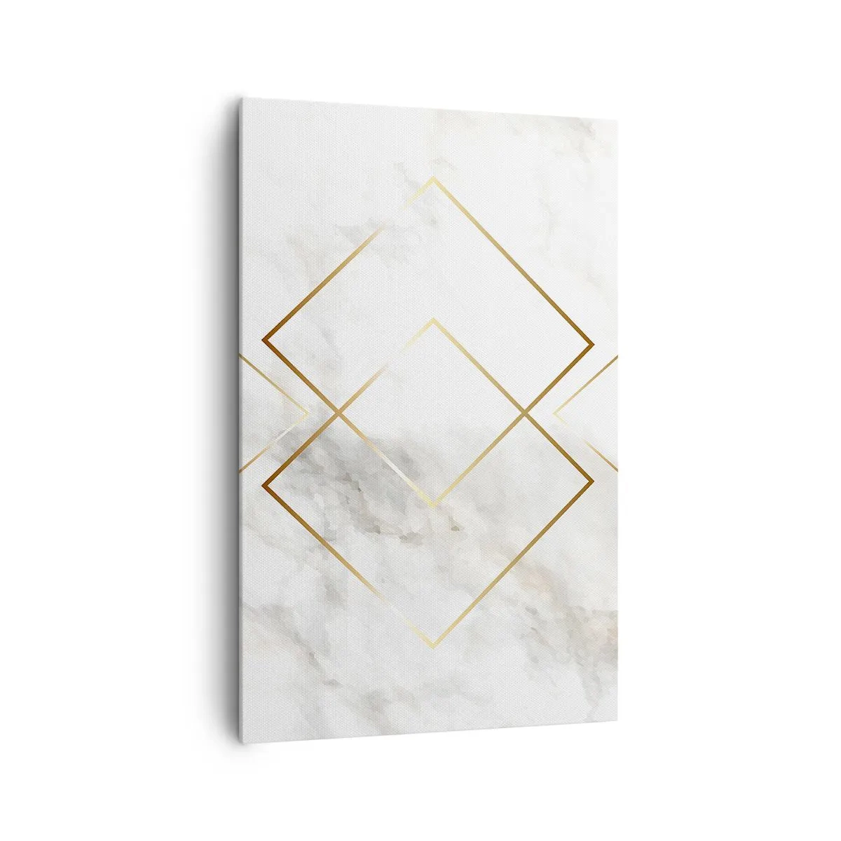 Bild auf Leinwand - Leinwandbild - Minimalistische goldene Rauten auf Marmorhintergrund - 80x120cm - Ein Blick in die Unendlichkeit - Moderne Wanddekoration für Wohnzimmer und Schlafzimmer ARTTOR