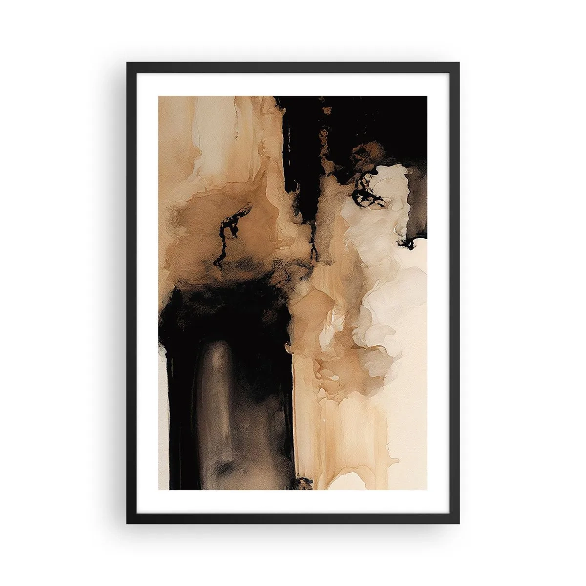 Poster in einem schwarzem Rahmen - Eine abstrakte Komposition in warmen Brauntönen. - 50x70cm - Faszinierende Abstraktion - Moderne Wanddekoration für Wohnzimmer und Schlafzimmer ARTTOR