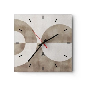 Wanduhr - Glasuhr - Ein abstraktes Gemälde in Beigetönen mit geometrischen Formen und Symmetrie. - 30x30cm - Ähnlichkeiten und Unterschiede - Moderne Wanddekoration für Wohnzimmer und Schlafzimmer ARTTOR