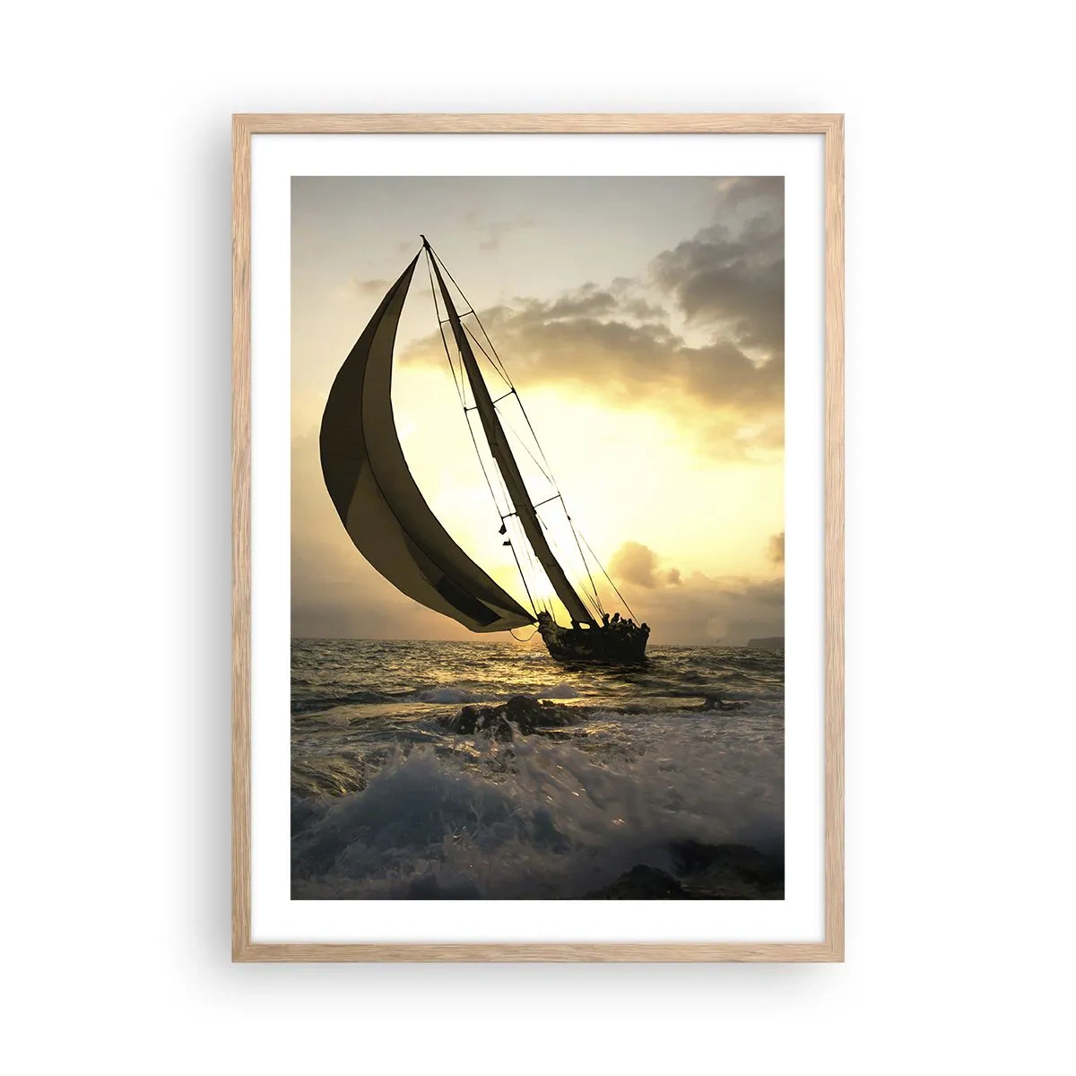 Poster in einem Rahmen aus heller Eiche - Mit dem Wind und gegen den Wind - 50x70 cm