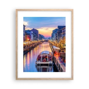 Poster in einem Rahmen aus heller Eiche - Ein Abend voller Licht und Spaß - 40x50 cm