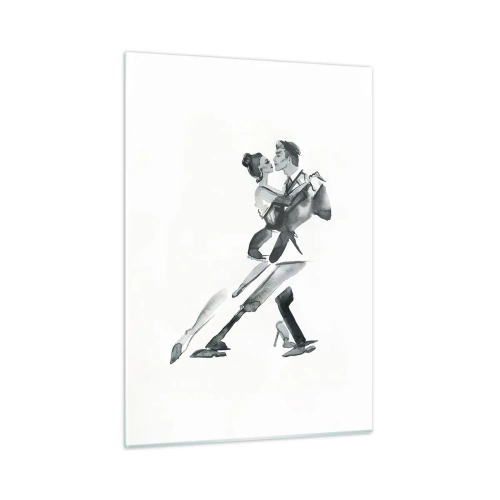 Glasbild - Bild auf glas - Ein Paar tanzt Tango in Schwarz-Weiß-Aquarell - 50x70cm - In einem Schlag - Moderne Wanddekoration für Wohnzimmer und Schlafzimmer ARTTOR