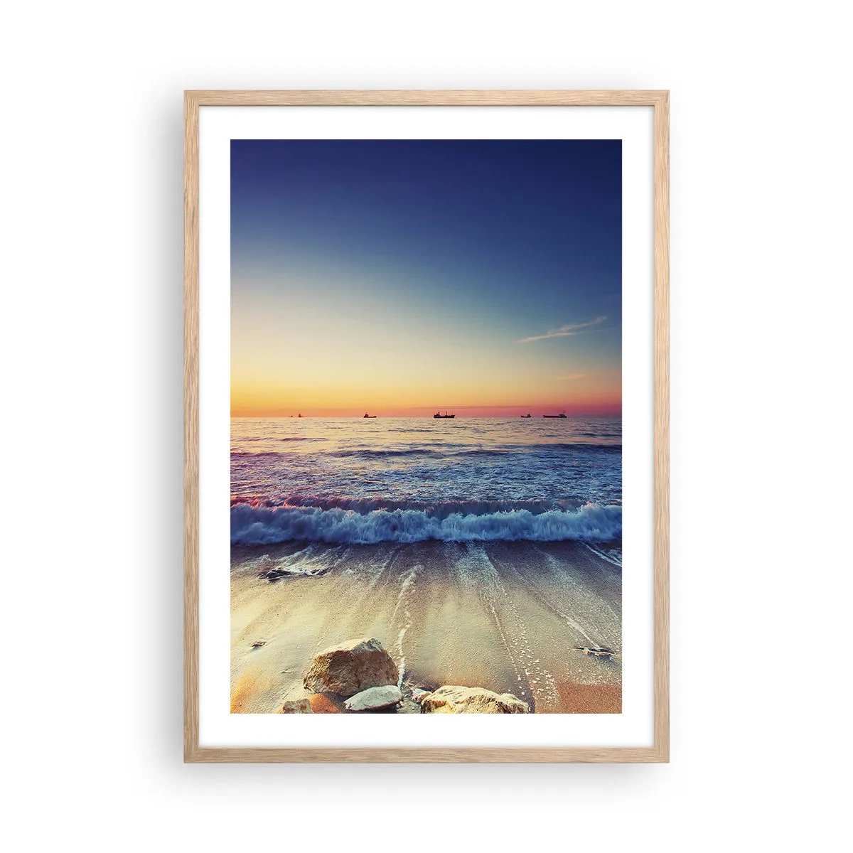 Poster in einem Rahmen aus heller Eiche - Was ist mit dem Horizont? - 50x70 cm