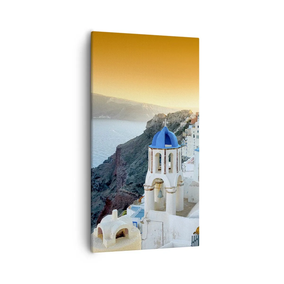 Bild auf Leinwand - Leinwandbild - Santorini - an die Felsen gekuschelt - 55x100 cm