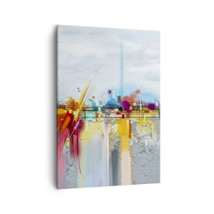 Bild auf Leinwand - Leinwandbild - Abstrakte Landschaft mit bunten Akzenten - 50x70cm - Freudenbrücke über den Fluss des Lebens - Moderne Wanddekoration für Wohnzimmer und Schlafzimmer ARTTOR
