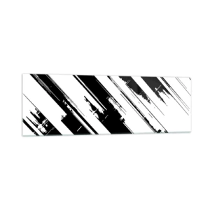 Glasbild - Bild auf glas - Schwarz-weiße Linien und geometrische Muster im modernen Stil - 160x50cm - Eine intensive und dynamische Komposition - Moderne Wanddekoration für Wohnzimmer und Schlafzimmer ARTTOR