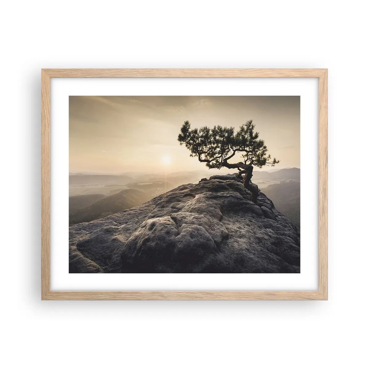 Poster in einem Rahmen aus heller Eiche - Das Leben gewinnt immer - 50x40 cm