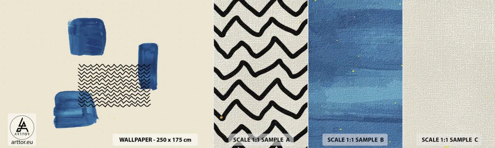 Fototapeten Muster Premium Canvas - Ein abstraktes Quartett - Abstraktion, Stück, Moderne Kunst. - 100x30 cm