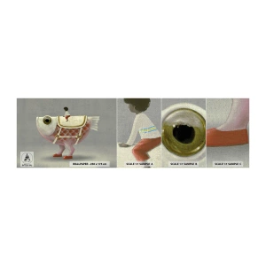 Fototapeten Muster Premium Canvas - Reiter auf einem surrealen Fisch - Abstraktion, Fisch, Für Kinder - 100x30 cm