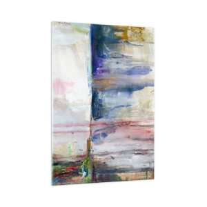Glasbild - Bild auf glas - Eine farbenfrohe Abstraktion mit dynamischen Farbstreifen und Texturen. - 50x70cm - Bunte Eindrücke und Assoziationen - Moderne Wanddekoration für Wohnzimmer und Schlafzimmer ARTTOR