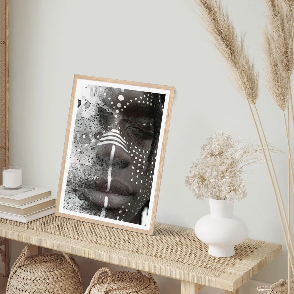 Poster in einem Rahmen aus heller Eiche - Entdecke den Urgeist - 30x40 cm