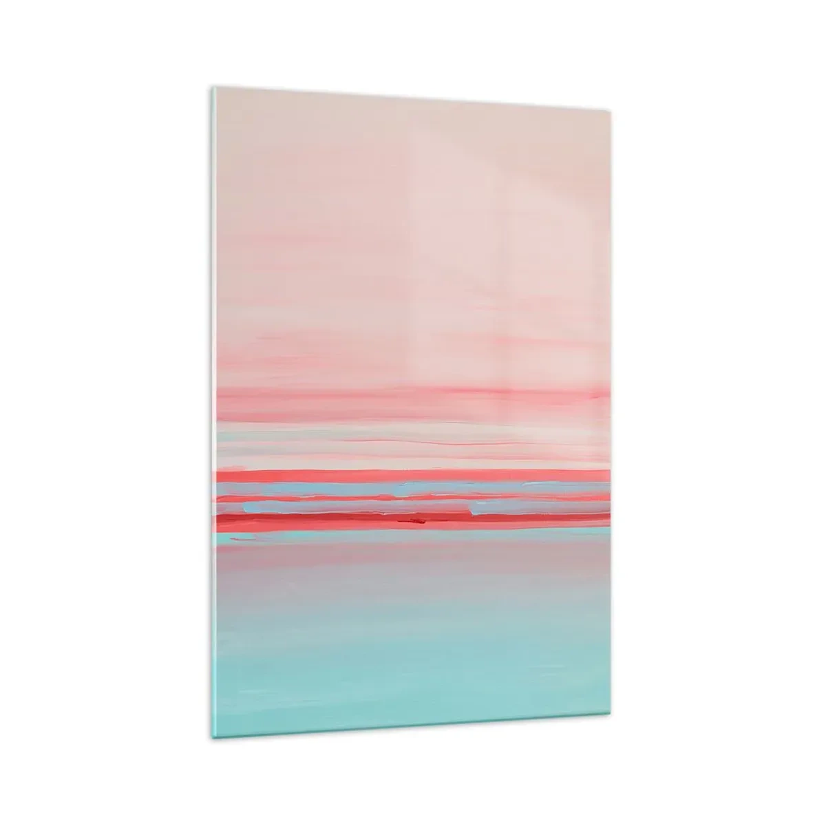 Glasbild - Bild auf glas - Pastellfarbene Linien in Rosa- und Blautönen in einer minimalistischen Komposition - 70x100cm - Abstraktion im Morgengrauen - Moderne Wanddekoration für Wohnzimmer und Schlafzimmer ARTTOR
