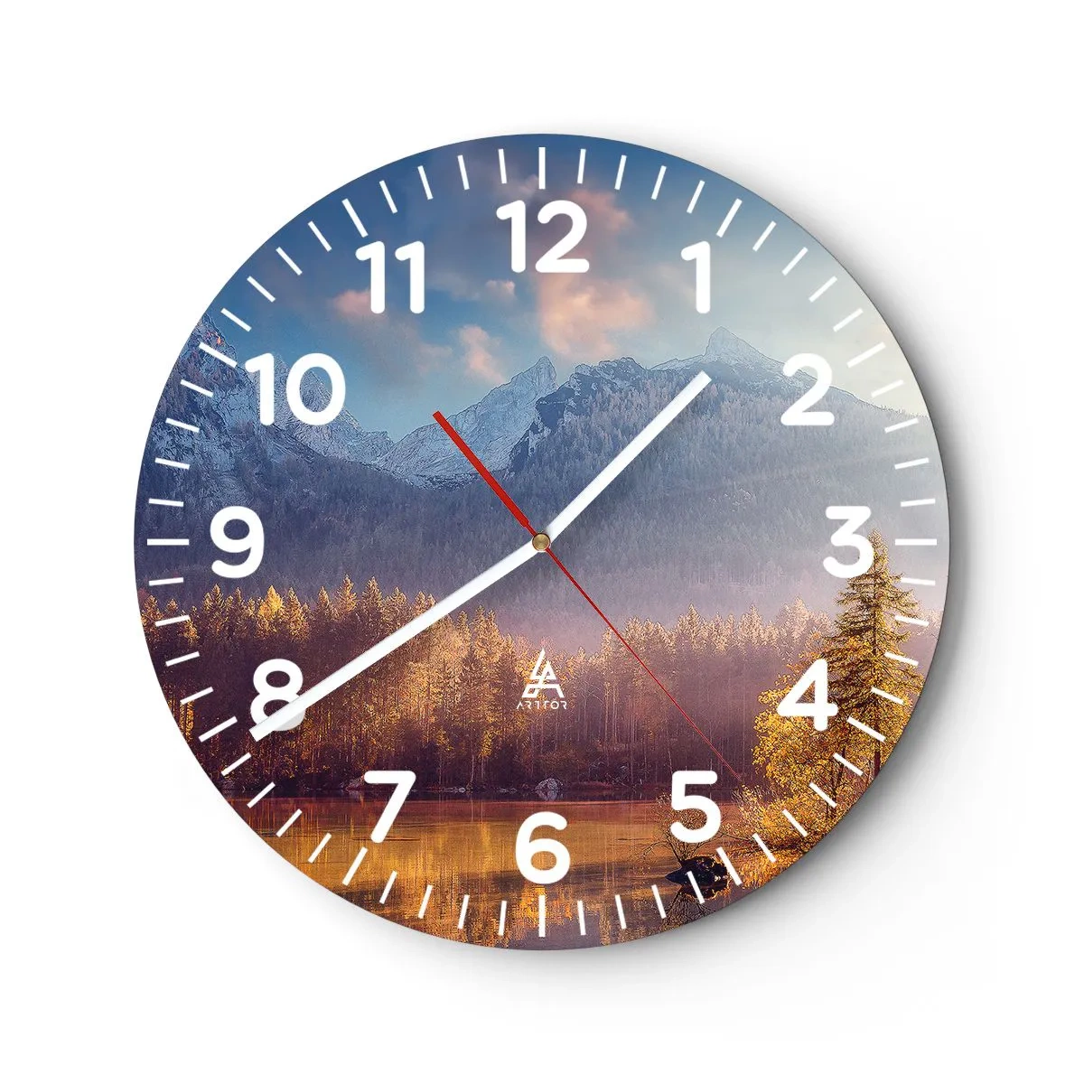 Wanduhr - Glasuhr - In den Bergen und Tälern - 40x40 cm