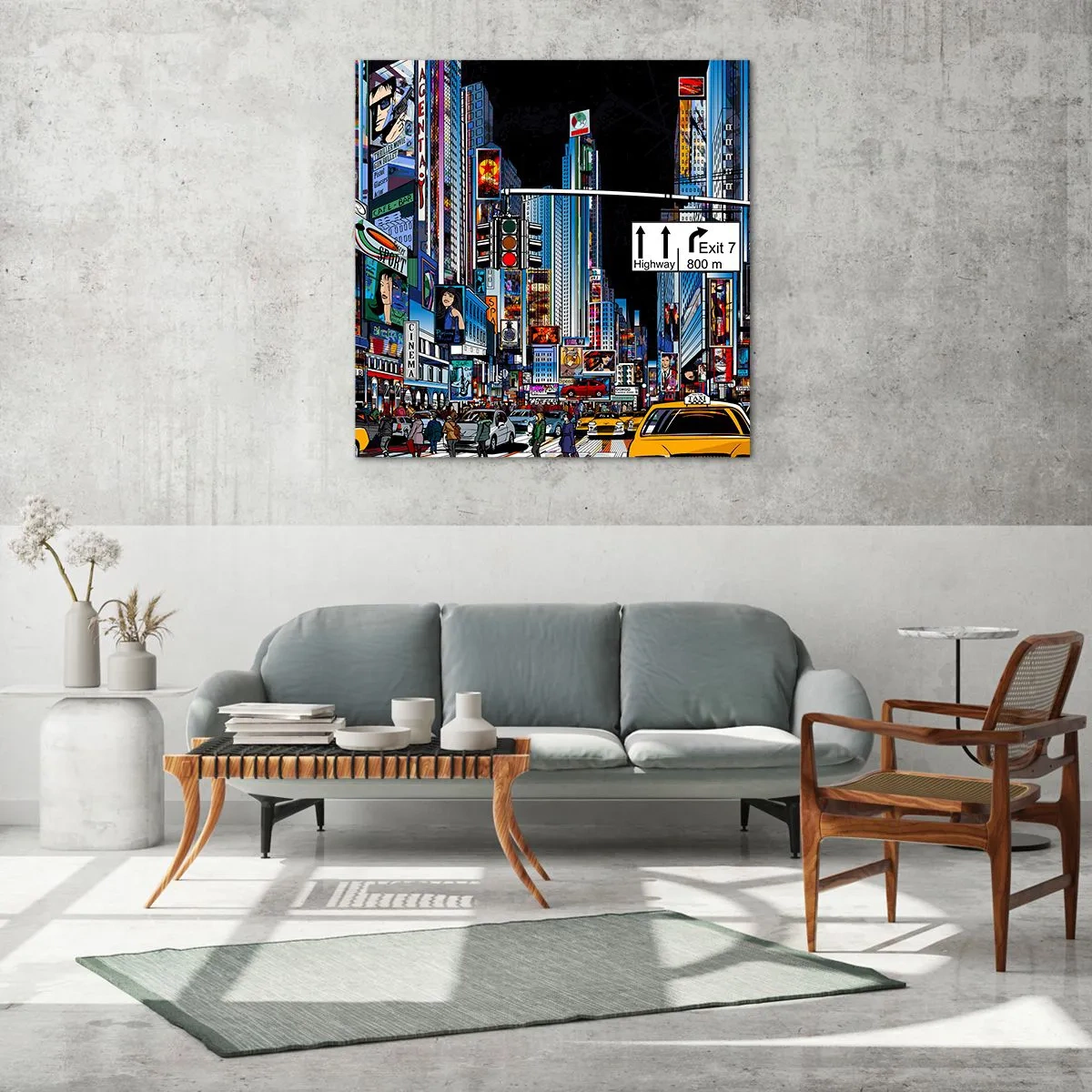 Glasbild - Bild auf glas - Comicbuch große Nacht - 60x60 cm