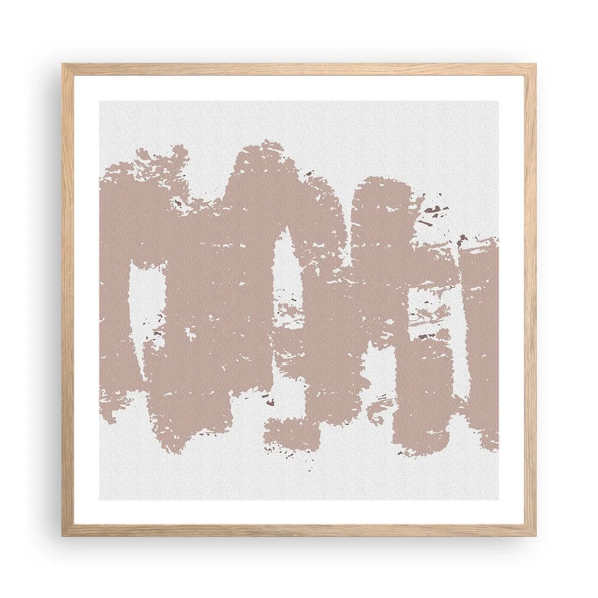 Poster in einem Rahmen aus heller Eiche - Abstraktion in zartem Rosa - 60x60 cm