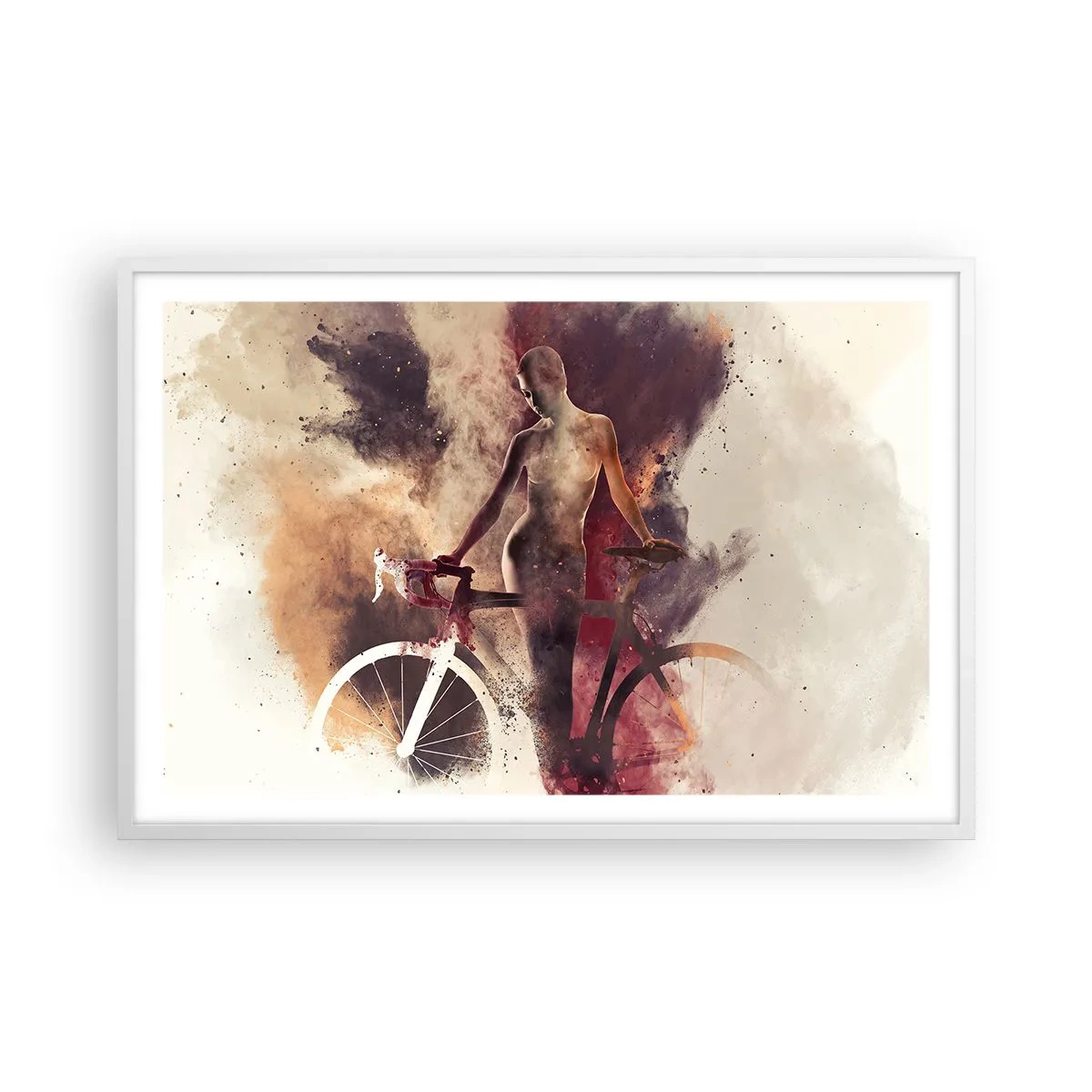 Poster in einem weißen Rahmen - Eine Fahrradseele in Marmorformen - 91x61 cm