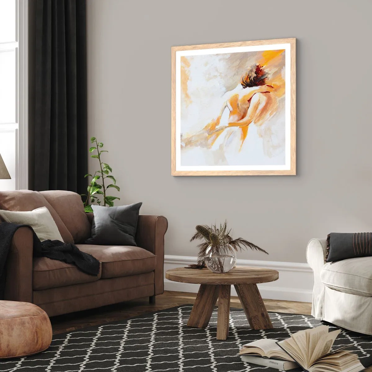 Poster in einem Rahmen aus heller Eiche - Am Himmel der Nähe - 40x40 cm