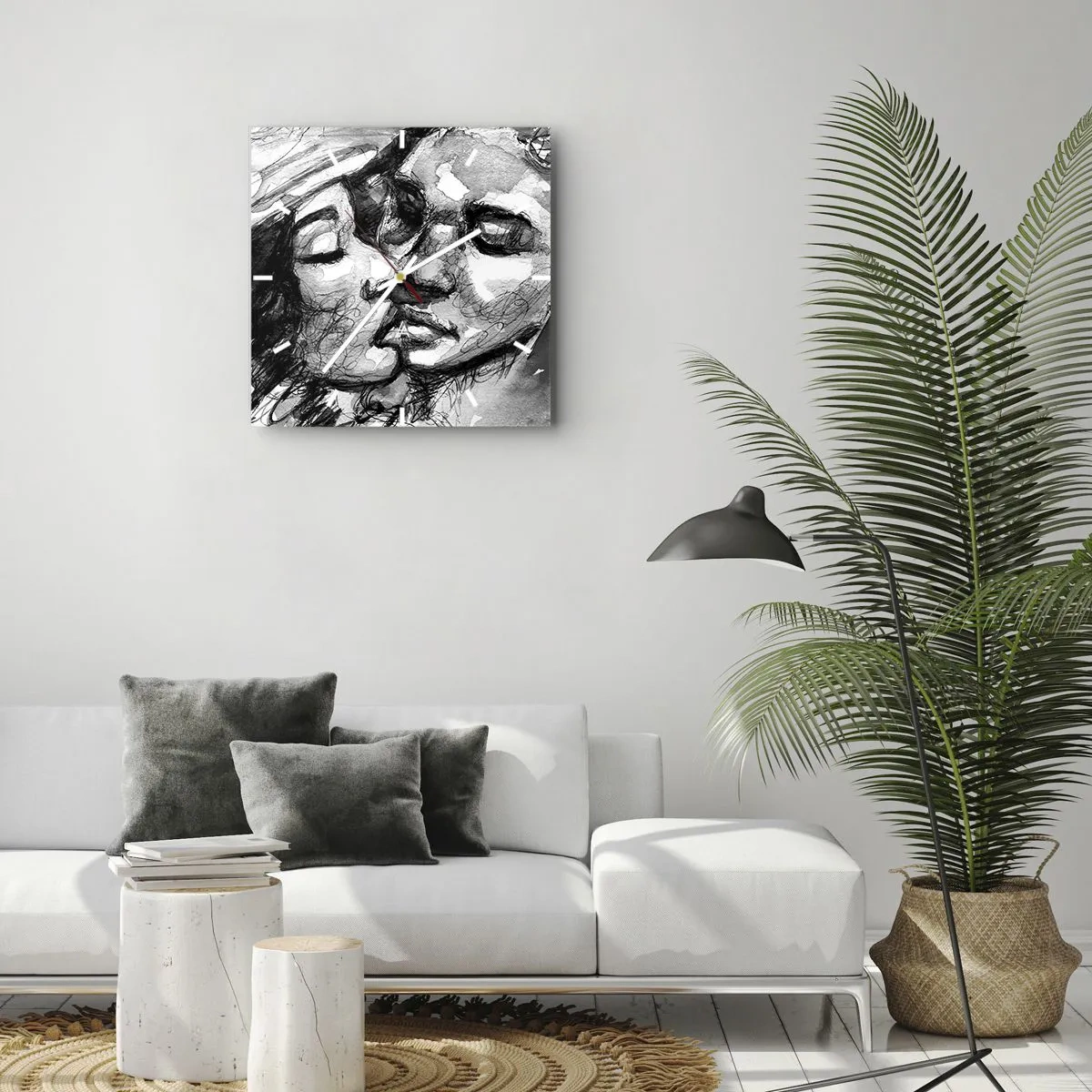 Wanduhr - Glasuhr - Zärtlicher Moment - 40x40 cm
