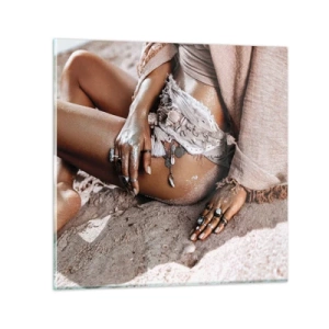 Glasbild - Bild auf glas - Von den Wellen geworfen? - 70x70 cm