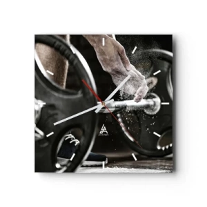 Wanduhr - Glasuhr - Herausforderung angenommen! - 40x40 cm