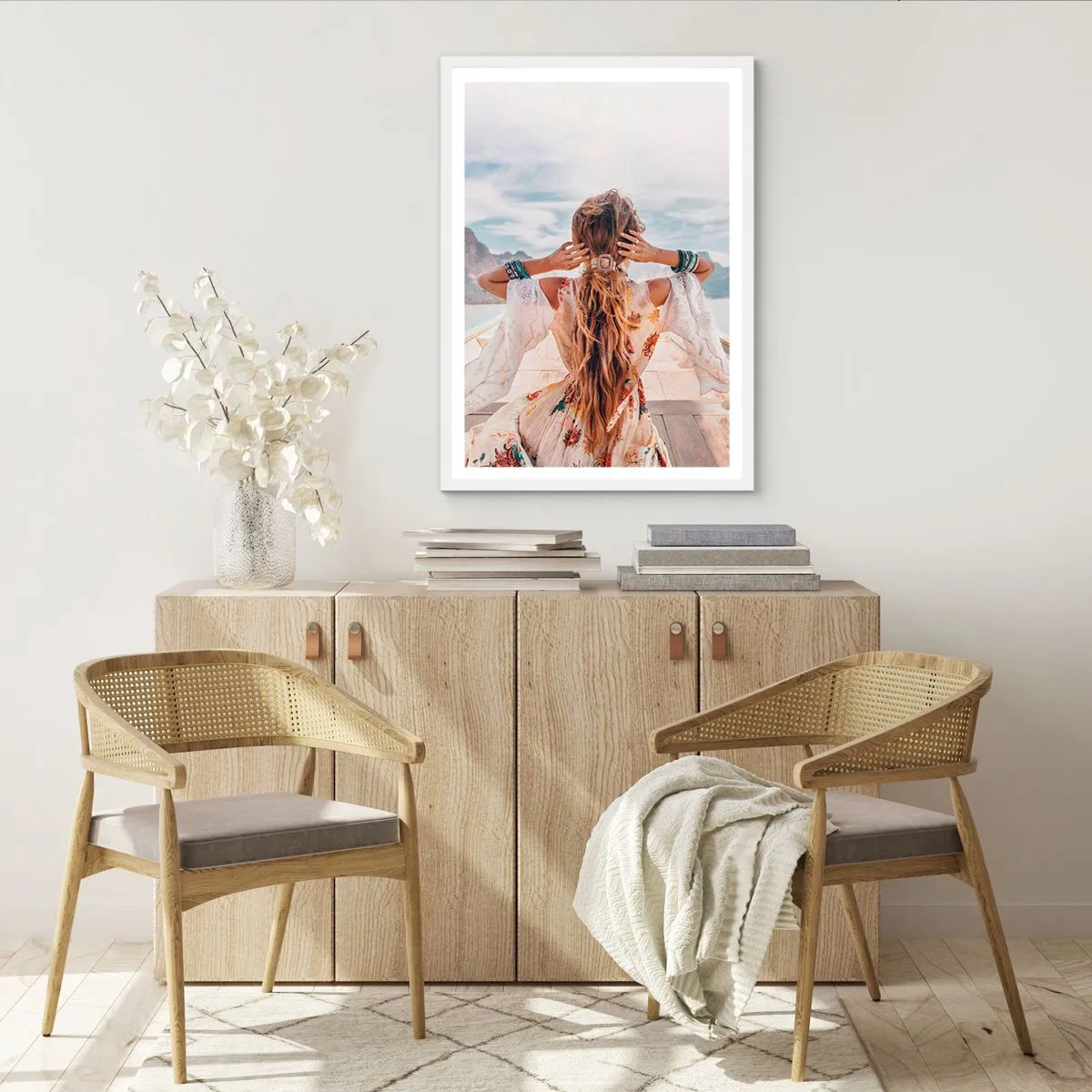 Poster in einem weißen Rahmen - Auf dem Weg zum Glück - 40x50 cm