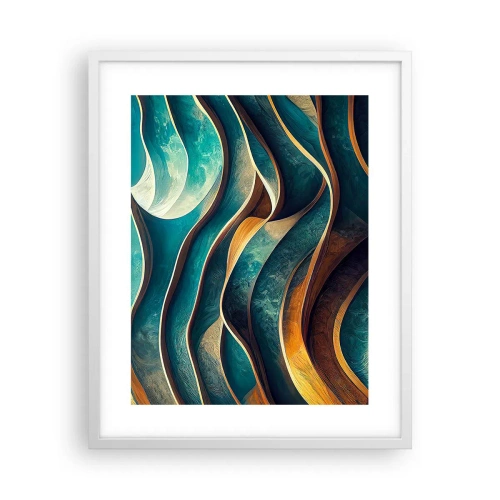 Poster in einem weißen Rahmen - Blaue Mäander - 40x50 cm