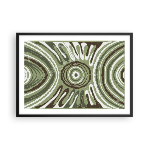 Poster in einem schwarzem Rahmen - Abstrakte Muster in Grün- und Brauntönen - 70x50cm - Explosion von Emotionen - Moderne Wanddekoration für Wohnzimmer und Schlafzimmer ARTTOR