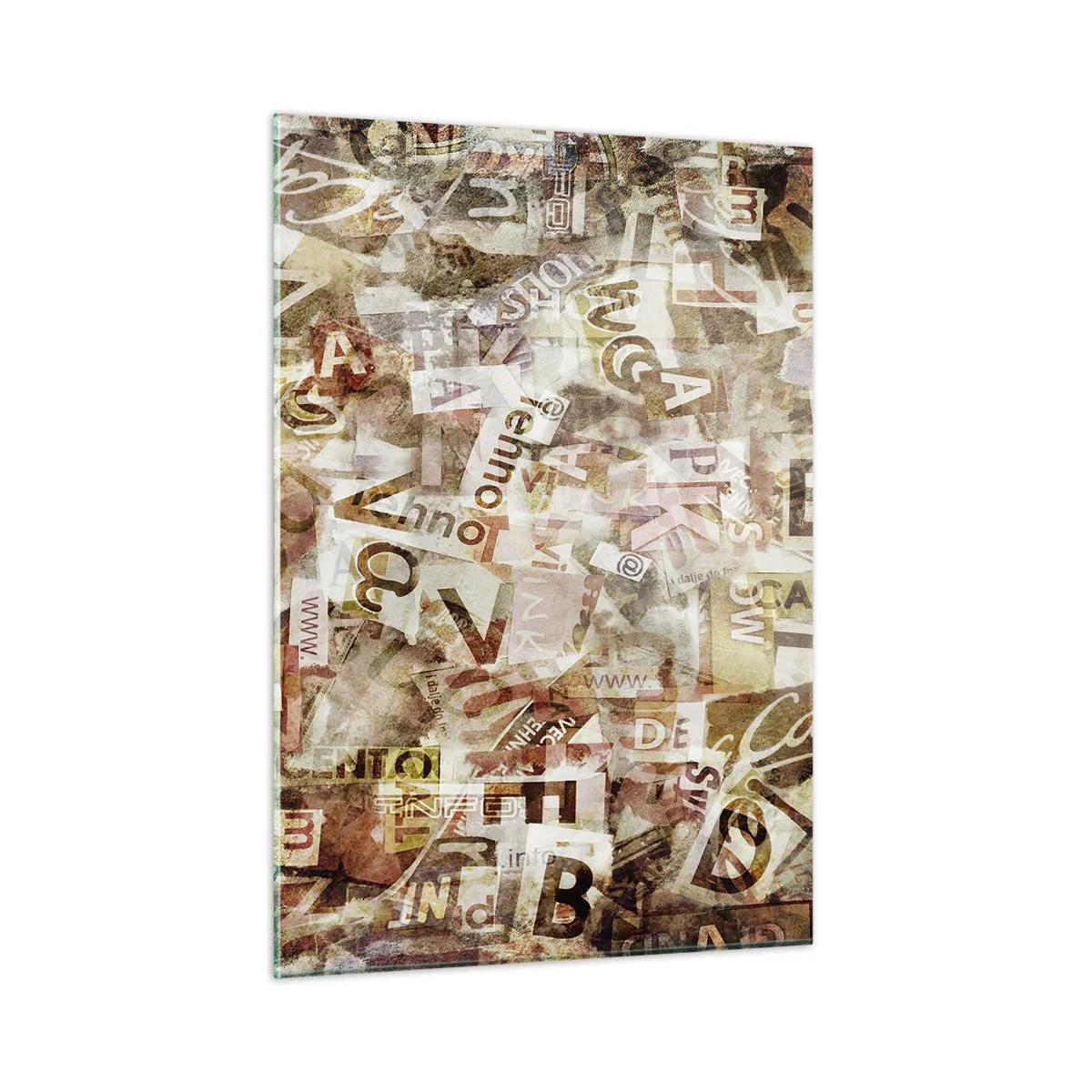 Glasbild - Bild auf glas - Vintage-Collage aus Briefen und Zeitungsausschnitten - 50x70cm - Ich vereinige das Geschwätz - Moderne Wanddekoration für Wohnzimmer und Schlafzimmer ARTTOR