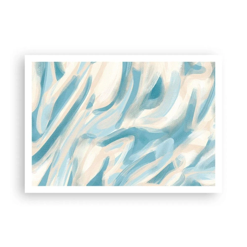 Poster - Abstrakte blaue Streifen auf hellem Hintergrund - 100x70cm - Frühlingsbrisen - Moderne Wanddekoration für Wohnzimmer und Schlafzimmer ARTTOR