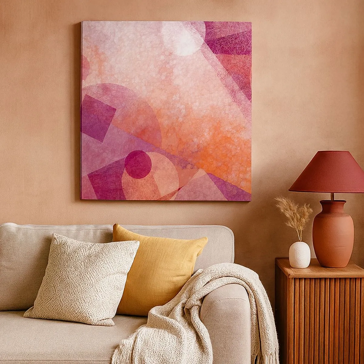 Bild auf Leinwand - Leinwandbild - Geometrische Transformationen in Pink - 30x30 cm