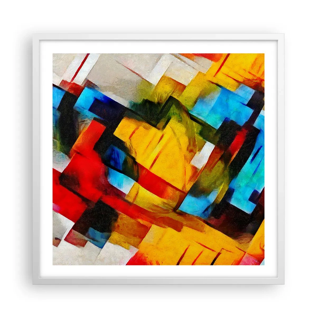 Poster in einem weißen Rahmen - Ein bunter Interleaver - 60x60 cm