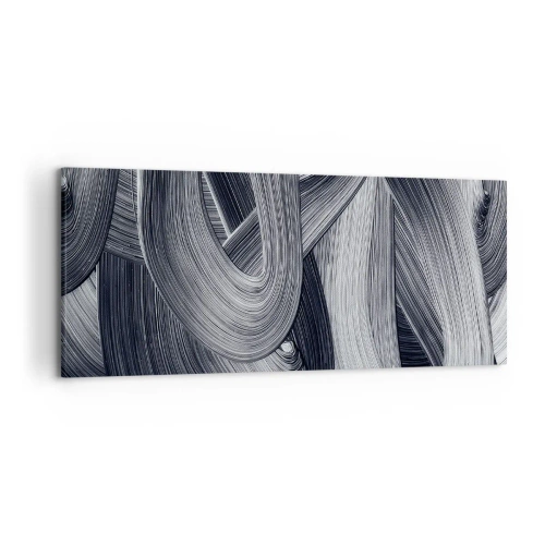 Bild auf Leinwand - Leinwandbild - Schwarz-Weiß-Abstraktion mit dynamischen Pinselstrichen. - 120x50cm - Die Fließfähigkeit der Realität - Moderne Wanddekoration für Wohnzimmer und Schlafzimmer ARTTOR