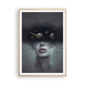 Poster in einem Rahmen aus heller Eiche - Und die Planeten spielen verrückt ... - 70x100 cm