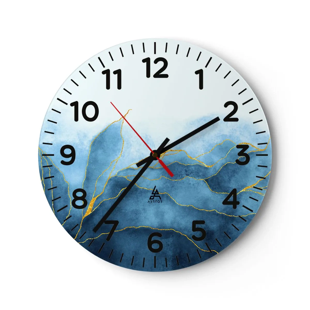 Wanduhr - Glasuhr - Blau im Gold - 40x40 cm