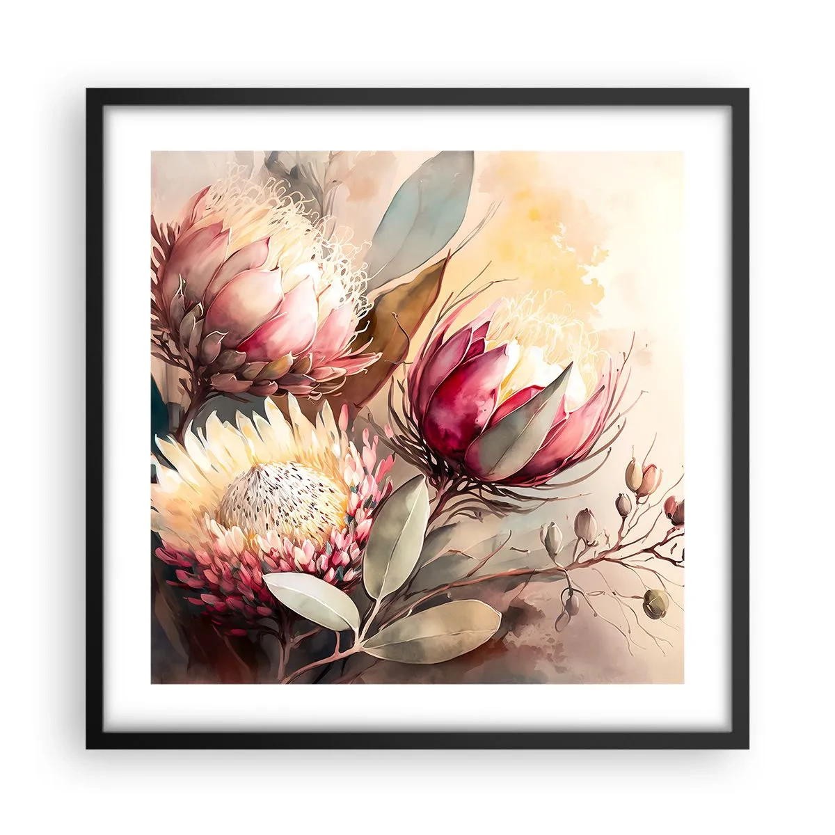 Poster in einem schwarzem Rahmen - Im Profil und en face - 50x50 cm