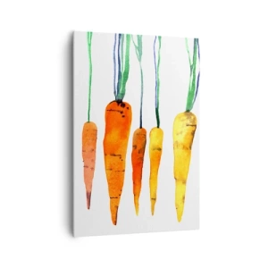 Bild auf Leinwand - Leinwandbild - Aquarell Karotten in verschiedenen Farbtönen auf weißem Hintergrund - 70x100cm - Die Schönheit des Gewöhnlichen - Moderne Wanddekoration für Wohnzimmer und Schlafzimmer ARTTOR