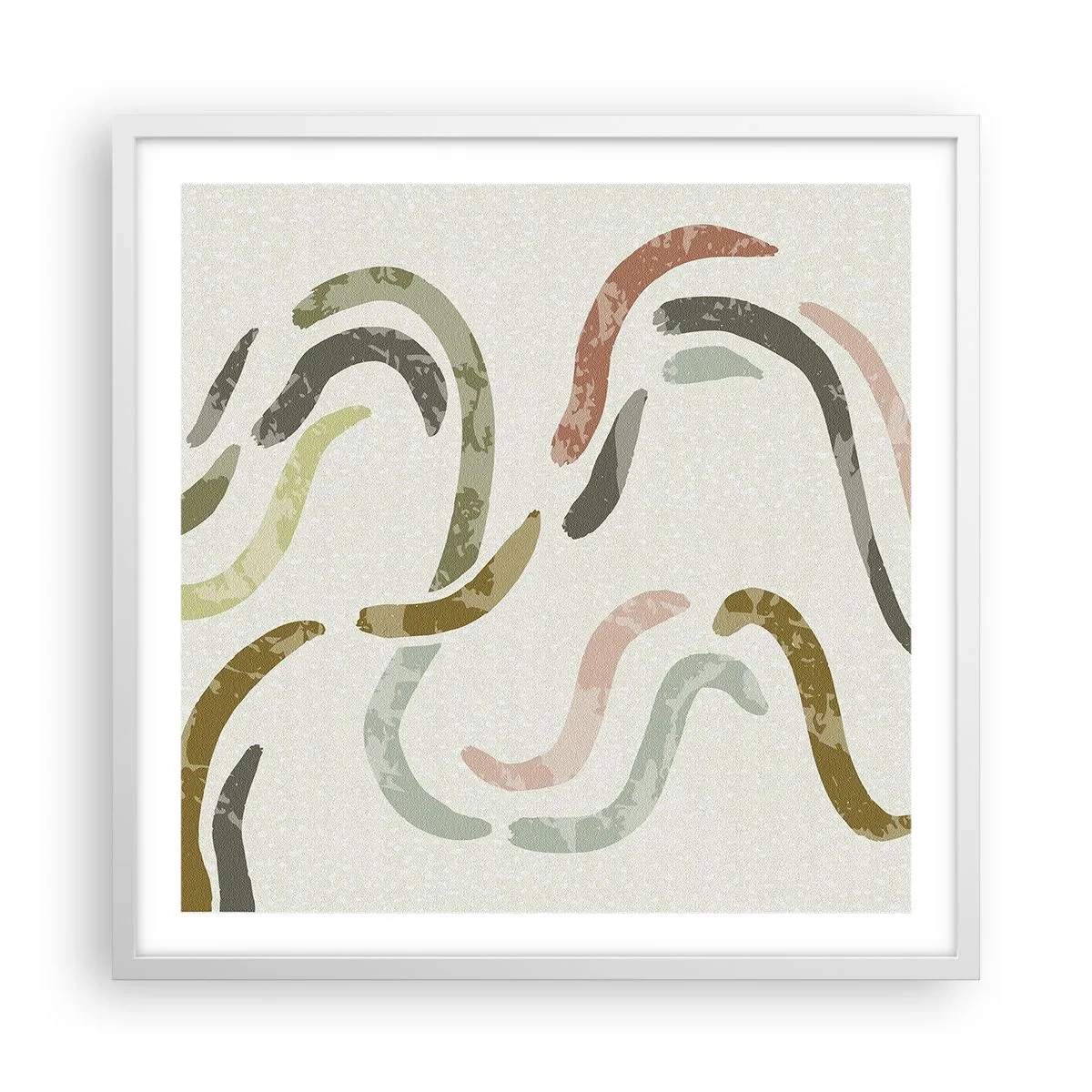 Poster in einem weißen Rahmen - Fröhlicher Tanz der Abstraktion - 60x60 cm