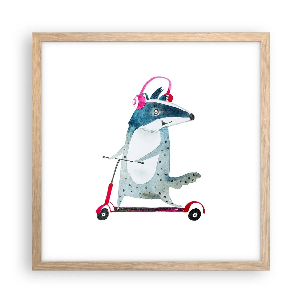 Poster in einem Rahmen aus heller Eiche - Dachsfreude - 40x40 cm