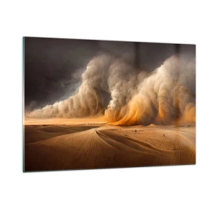 Glasbild - Bild auf glas - Ein Sandsturm über der Wüste in dramatischem Licht - 120x80cm - Zorn der Wüste - Moderne Wanddekoration für Wohnzimmer und Schlafzimmer ARTTOR