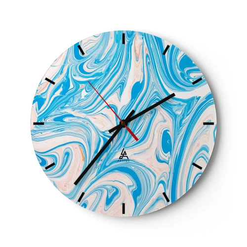 Wanduhr - Glasuhr - Ein abstrakter Pool in Türkis- und Weißtönen - 30x30cm - Sumpf in Türkis - Moderne Wanddekoration für Wohnzimmer, Küche und Schlafzimmer ARTTOR