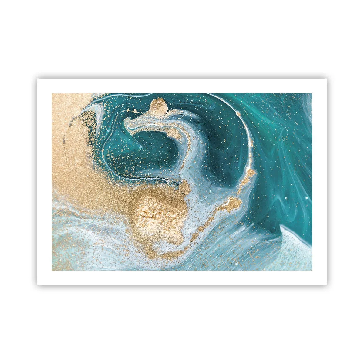 Poster - Ein Strudel aus Gold und Türkis - 70x50 cm