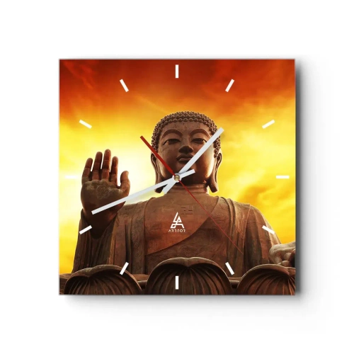 Wanduhr - Glasuhr - Frieden der Welt - 40x40 cm